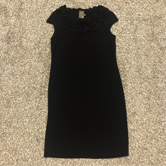 Taylor Rose Ruffle Black Sheath Dress - Picture 1 of 10